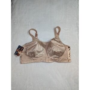 Playtex 18‎ Hour Front Close Bra 44DD Champagne Gold Jacquard E52E Wirefree